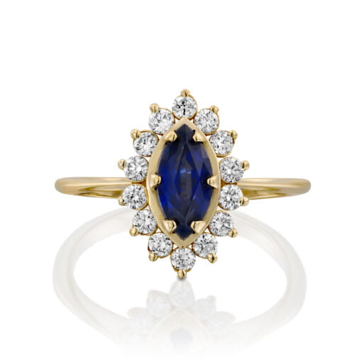 טבעת דיאנה ספיר כחולה מרקיזה 1 קראט
