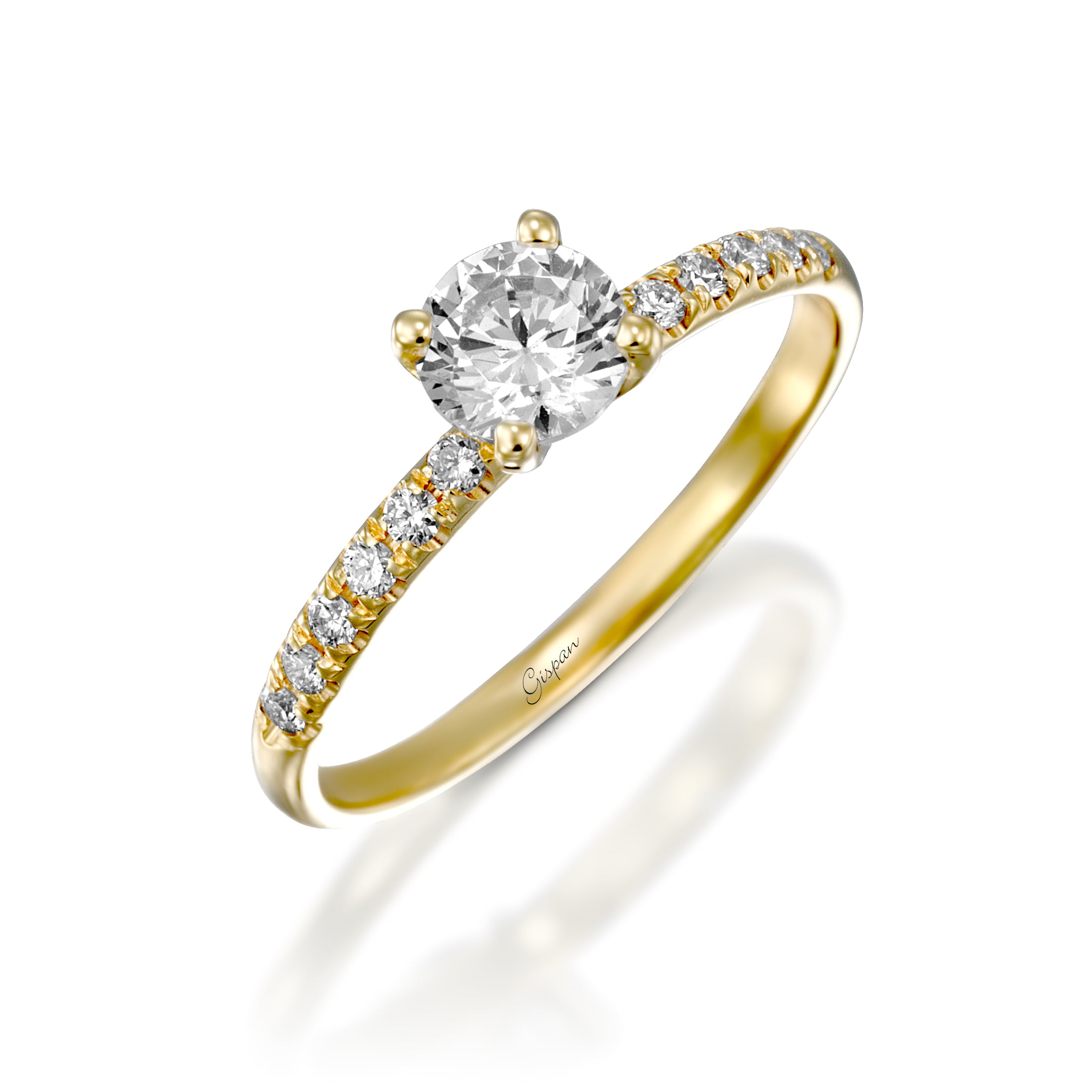 cheekbone Ruddy count up טבעת אירוסין "מדלן" זהב צהוב 14 יהלומים טבעיים | גיספן תכשיטים